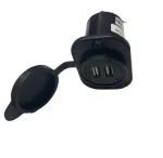 Carregador USB Náutico carga rápida redondo preto 12 e 24 volts