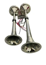 Buzina elétrica corneta dupla 12v aço inox 101 x 390 x 475mm