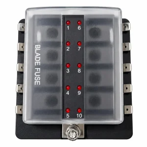 Bloco porta fusível 10 Fusíveis com luz 12V carro Barco