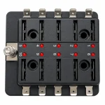 Bloco porta fusível 10 Fusíveis com luz 12V carro Barco
