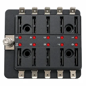 Bloco porta fusível 10 Fusíveis com luz 12V carro Barco
