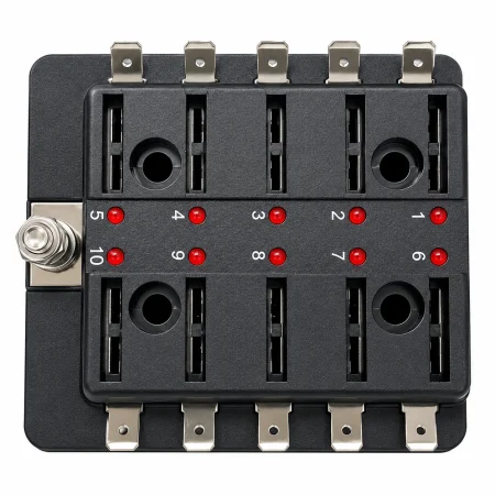 Bloco porta fusível 10 Fusíveis com luz 12V carro Barco