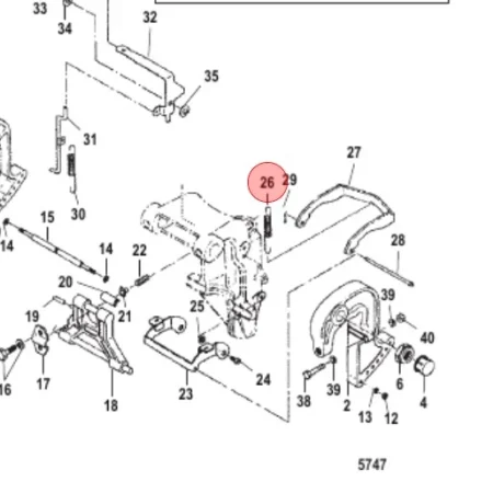 Mola curta braço bloqueio invertido trim Mercury 25hp 30hp Japonês Super